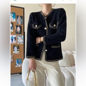 NWOT Cardigan Blazer Channel Jacket w/ pearl buttons Size Small/Medium